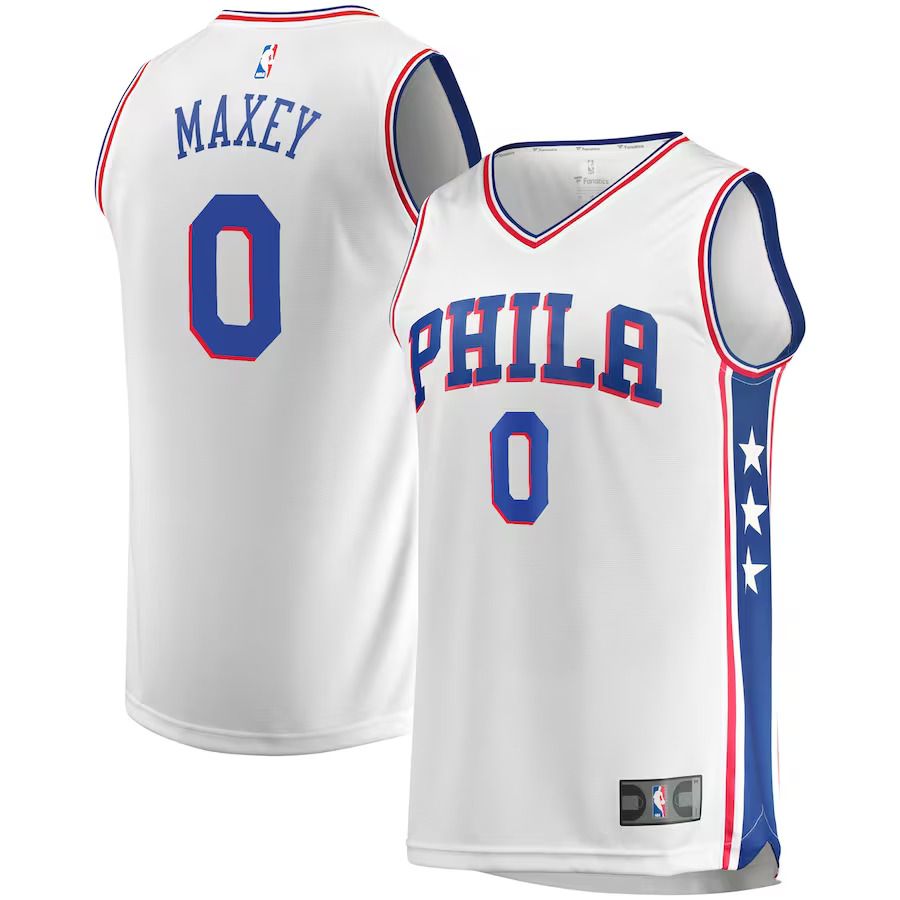 Men Philadelphia 76ers 0 Tyrese Maxey Fanatics Branded White 2022-23 Fast Break Replica NBA Jersey